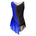 thumbnail image 1 of MSemis Kids Girls Shiny Diamond Color Block Mesh Splice Gymnastics Leotard Skating Jumpsuit Dance Royal Blue 12, 1 of 7