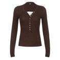 thumbnail image 4 of Gupgi T-Shirts Patchwork à Manches Longues avec Bouton-Poussoir Slim Femmes, 4 of 9
