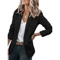 thumbnail image 2 of Innerwin Blazers Solid Color Women Cardigan Jacket Work Shawl Neck Slim Fit Business Jackets Black S, 2 of 7