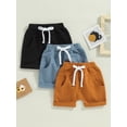 thumbnail image 2 of Gupgi 3 Pack Toddler Boy Shorts Set, Solid Loose Drawstring Shorts Kids Sports Short Pants, 2 of 8