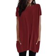 thumbnail image 2 of Pxiakgy T-Shirts pour Femmes Été Décontracté Uni Ample Pull Col Rond Manches Courtes Tunique avec Poches T-Shirts Femmes + m, 2 of 6