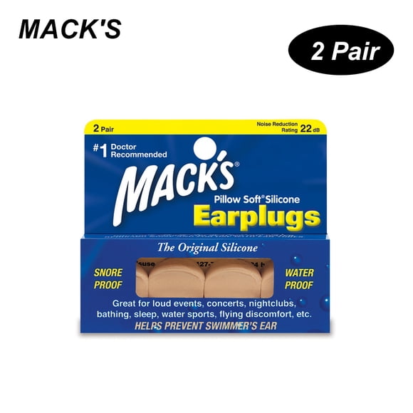 MACK'S 2 Paires de Bouchons d'Oreilles en Silicone Anti-Bruit Professionnels Imperméables pour la Natation Protection Auditive Bouchons d'Oreilles Anti-Ronflement