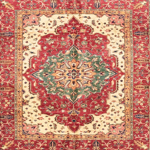 Ahgly Company Tapis d'Intérieur Carrés Abstraits Persans Rouges, 8 Pieds Carré