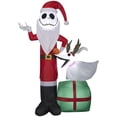 thumbnail image 1 of Christmas Inflatable Jack Skellington as Santa and Zero Wearing Antlers, 1 of 5