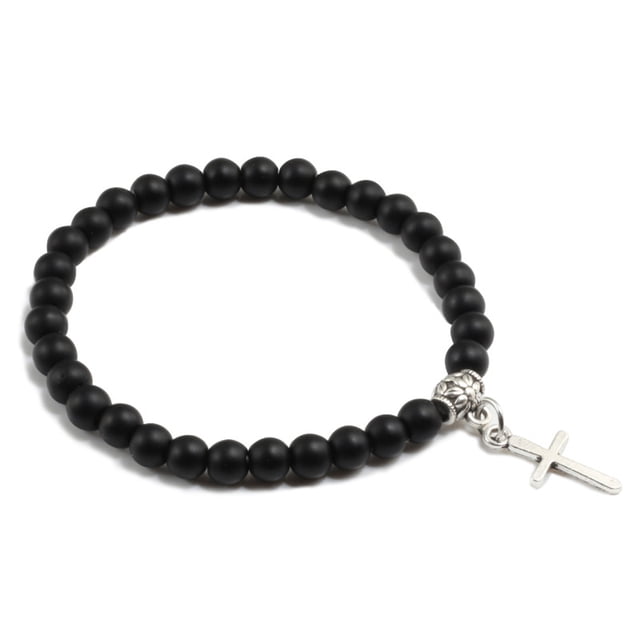 VONKY Unisex Cross Pendant Bracelets For Fashion Forward Individuals Lightweight Gift black 5Set
