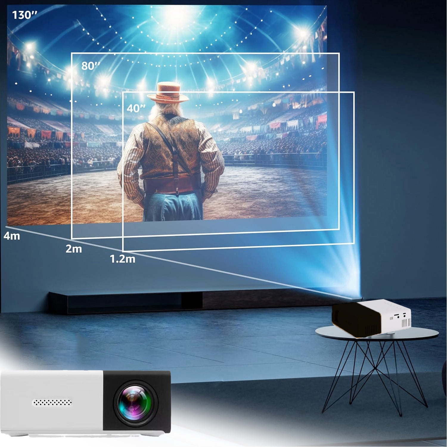 Dvkptbk Mini Projector Mini Portable Automatic HD Projector Portable Outdoor/Indoor Movie Projector