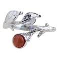 thumbnail image 2 of Maytalsory Adjustable Open Ring In 925 Sterling Silver With Branch Leaves S925 Silver Is Not Allergic South red agate 1Set, 2 of 6