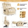 thumbnail image 2 of INGALIK Dual Motor Large Power Lift Recliner Chair For Elderly, Infinite Position Lay Flat Recliner with Massage and Heat, Electric Leather Recliner, Extended Footrest, USB Ports, Cup Holders (Beige), 2 of 11