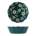 thumbnail image 1 of Qeeadeea Small Round Baking Dish Set Of 2, Colorful Ceramic Pie Pan, Round Ceramic Pie Plate-green-flower, 1 of 7