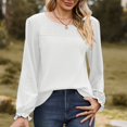 thumbnail image 2 of Timegard Blouse for Women Eyelet Scoop Neck Ruffle Long Sleeve Tops Fall Casual Comfy Tops Solid Color, 2 of 8
