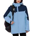 thumbnail image 2 of Sentmoon Winter Jacket for Women Oversized Hooded Neck Long Sleeve Womens Coats Winter Zipper Color Block Windproof Waterproof Windbreaker with Pockets Fall and Winter for Backpacking and Camping, 2 of 9