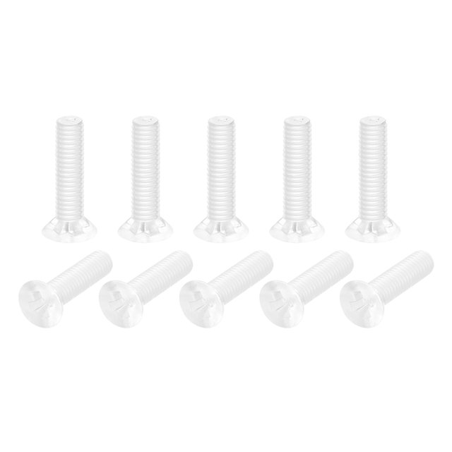 Unique Bargains M3x12mm Plastic Phillips Machine Screws, PC Flat Head Machine Bolts 10 Pack