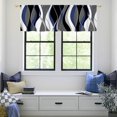 thumbnail image 1 of Navy Blue Valance Curtains for Living Room, Abstract Geometric Pattern Semi Sheer Kitchen Valances for Windows, Rod Pocket Short Window Treatment Decor, 52x18, 1 of 5