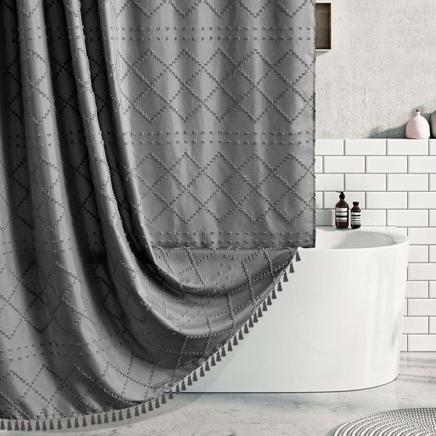 suxuMhao Shower Curtain Liner - Washable Waterproof Shower Curtain with Liner, Boho Shower Curtain, Gray Shower Liner, W36"*H72" 1 Piece Curtain for Bathroom, Durable Shower Curtains, Style 9