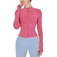 thumbnail image 1 of ORUYROP Veste de Course Légère Extensible pour Femmes avec Fermeture Éclair Complète et Trous pour les Pouces, 1 of 7