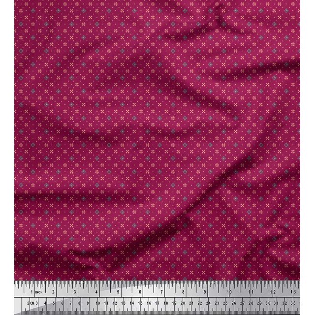 Soimoi Rayon Fabric Dot & Heart Small Printed Fabric 1 Yard 42 Inch Wide