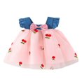 thumbnail image 1 of Robe de Princesse pour Bébé Fille avec Broderie de Cerises et Patchwork, 1 of 9