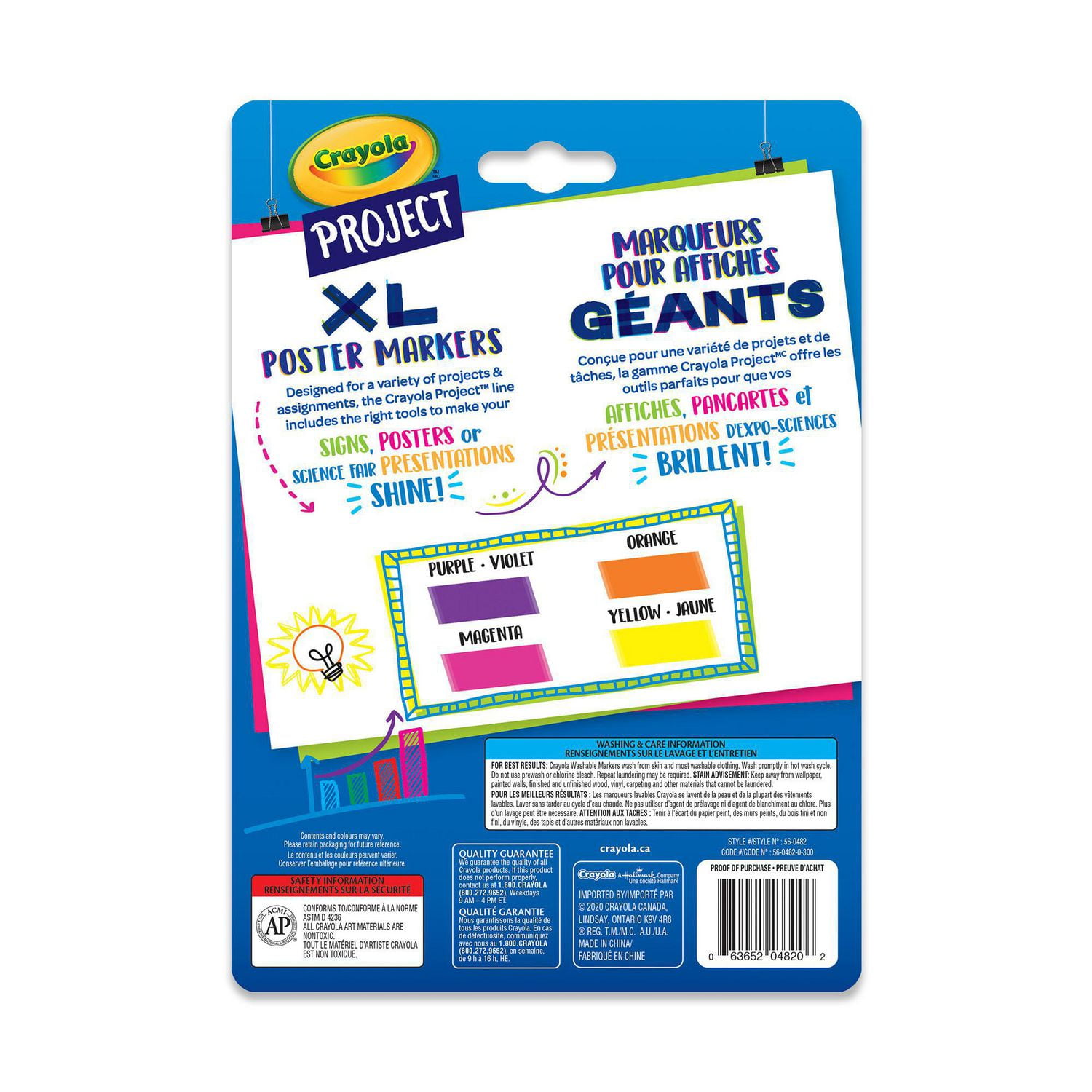 Crayola Project 4 XL Poster Markers, Bright Colours