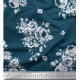 thumbnail image 1 of Soimoi Polyester Crepe Fabric Leaves, & Rose Floral Decor Fabric Printed Yard 52 Inch Wide, 1 of 3