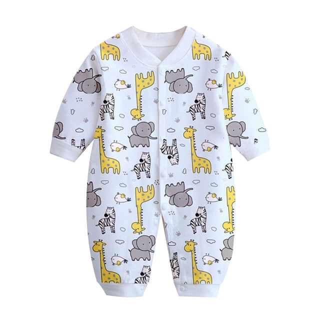Fall/Winter Clothes, HVOBBTY Kid's Fashion Long Sleeve Soft Romper, Child Printing Born Button-Neck Long Sleeved Long Rompers Blue 73