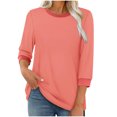 thumbnail image 1 of HAiming Chandails 3/4 pour Femmes, Hauts Habillés Décontractés, Blocs de Couleur, Col Ras du Cou, T-Shirts Basiques de Mode d'Automne, Vêtements, 1 of 7