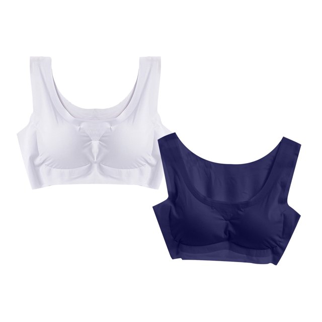RKSTN Bras for Women Traceless Comfortable No Steel Ring High Elasticity Stretch 2PC Bras Solid Color Super Soft Breathable Gathering Plus Size Everydays Bras
