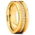 thumbnail image 5 of Men's Goldtone Tungsten Ring Wedding Band Cubic Zirconia Comfort-Fit 8MM, 5 of 5