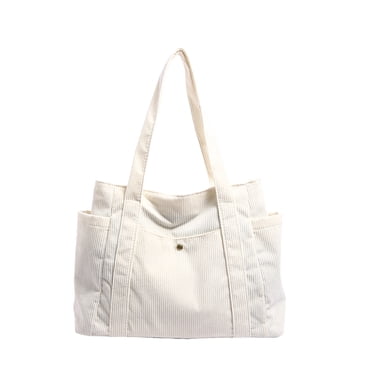 Canvas Tote Bag for Women Large Capacity 15.35 in x 10.63 in x 5.12 in with Multiple Pockets and Tassel Trim