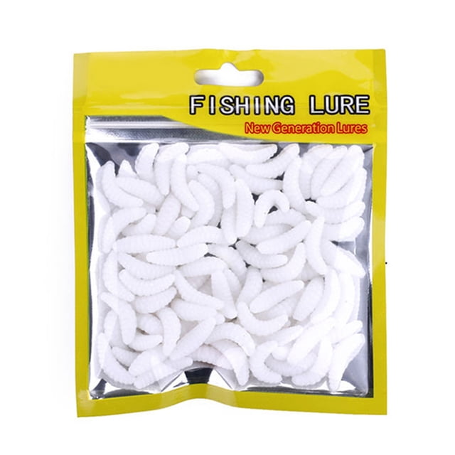 Dalazy 50pcs/bag 2cm Soft Bread Bug Bionic Grubs Trout Lures Plastic Hand Pole Bait Artificial Fishing Lures