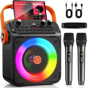 JYX Karaoke Machine for Adult, Wireless Speaker with RGB Light for Party, Portable Home Singing Speaker with 2 Microphones, T35-T