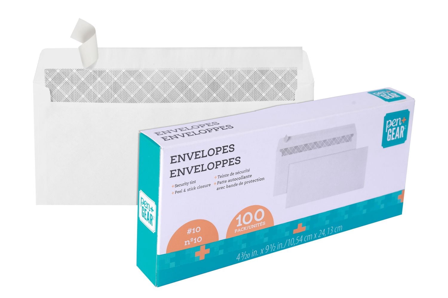 Pen + Gear No.10 Peel & Stick Envelope 100 Count, 4.15"x9.5"