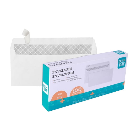 Pen + Gear No.10 Peel & Stick Envelope 100 Count, 4.15"x9.5"