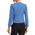 thumbnail image 3 of INSPIRE CHIC Women's Work Office Open Front Zipper Collarless Cropped Blazer Blue XL, 3 of 5