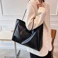 thumbnail image 1 of Trendy Ladies' Tote Bag Large Capacity Soft Leather Shoulder Bag Handcarry Bucket Purse, 1 of 5