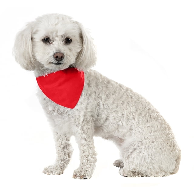 Lot de 3 Bavoirs Triangulaires en Coton Uni pour Chien Bandana - Petits et Moyens Animaux (Rouge)
