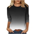 thumbnail image 1 of Cinvoph T-Shirts d'Été Imprimés pour Femmes Manches 3/4 Col Rond Dégradé Hauts Chandail Ample Blouses de Vacances, 1 of 5