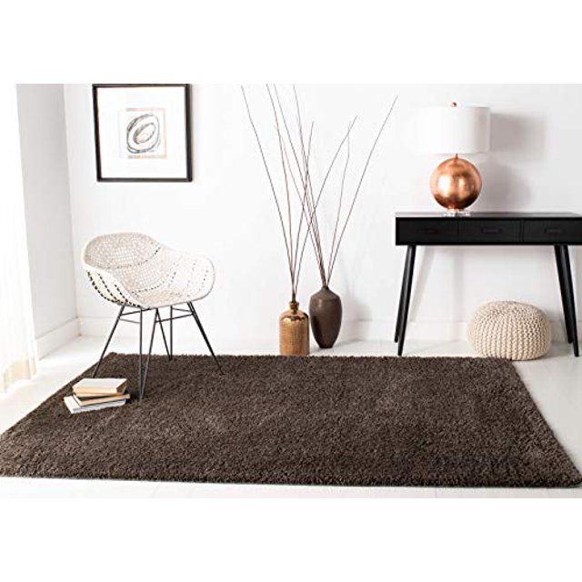 Safavieh August Shag Collection AUG900T Solid 1.2-inch Thick Area Rug, 3' x 3' Square, Brown