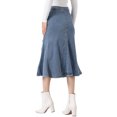 thumbnail image 3 of Unique Bargains Jupe en Denim Décontractée pour Femme Taille Haute Évasée Midi Bleu P, 3 of 6