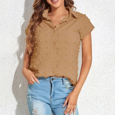 asjyhkr Womens Summer Tops V Neck Short Sleeve Casual T Shirts Solid Color Fashion 2025 Clothes Tees