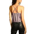 thumbnail image 3 of INSPIRE CHIC Women's Cowl Neck Sparkly Metallic Spaghetti Strap Camisole Top, 3 of 7