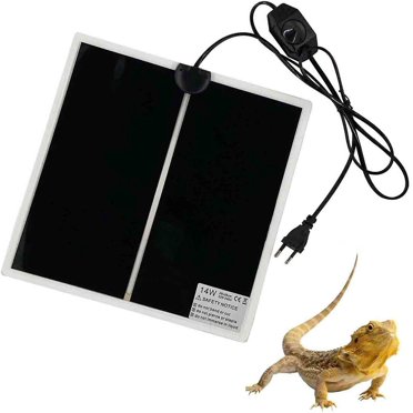 Reptile Heat Mat, 220V 28x28CM Adjustable Terrarium Heat Mat with Temperature Control for Reptiles -Tortoise, Snakes, Lizards, Geckos, Spiders - Aquar