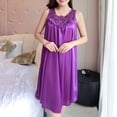 thumbnail image 2 of Kcodviy Robe Décontractée Unie pour Femme, Robe de Nuit, Sans Manches, Col Rond, Dentelle, Robes de Nuit d'Été, Robe à Empiècements, Chandail, Nuisette Ample, Robes pour Femme, Robe, 2 of 6