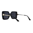 thumbnail image 2 of Floral Rhinestone Jewel Pin Hinge Metal Arms Square Luxury Diva Sunglasses All Black, 2 of 4