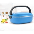 thumbnail image 1 of Oleegame 1PC Stainless Steel Cutlery Set Stainless Steel Lunch Box Student Double Insulation Bento Box Rectangular Multi Layer Lunch Box Blue, 1 of 6