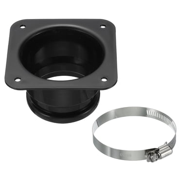 Unique Bargains 3' Duct Connector Flange Dryer Vent Wall Plate Square to Round with Clamp for Air Cooling Ventilation Black