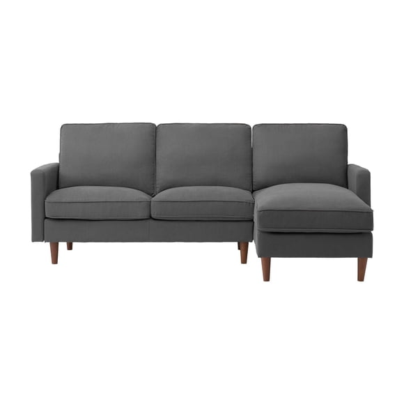 CorLiving Lena Comfy Grey Upholstered Reversible L Shaped Sectional Couch - Perfect Sectional Sofa for Living Room | Elegant L Shape Sofa Couch | Furniture for Living Room Sofas & Couches