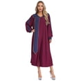 thumbnail image 3 of iefiel Robe de Choeur Color Block pour Femmes, Robe de Pasteur, Manches Bouffantes, Fendue, Fermeture Éclair devant, Bourgogne L, 3 of 7