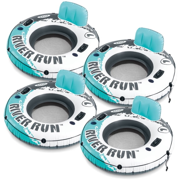 Intex River Run 1 53" Inflatable Floating Water Tube Lake Raft, (4 Pack)