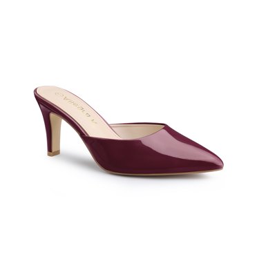 BLISSFUL STEP Mules à Talons Aiguilles à Bout Pointu pour Femmes Bourgogne (Taille 9,5)