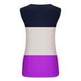 thumbnail image 5 of Mrat Débardeurs pour Femmes Amples Débardeurs pour Femmes Tendance Tunique à Col Rond Hauts Décontractés Sans Manches T-Shirts Graphiques à Rayures Camisoles Amples Blouses S-193 Violet G, 5 of 5